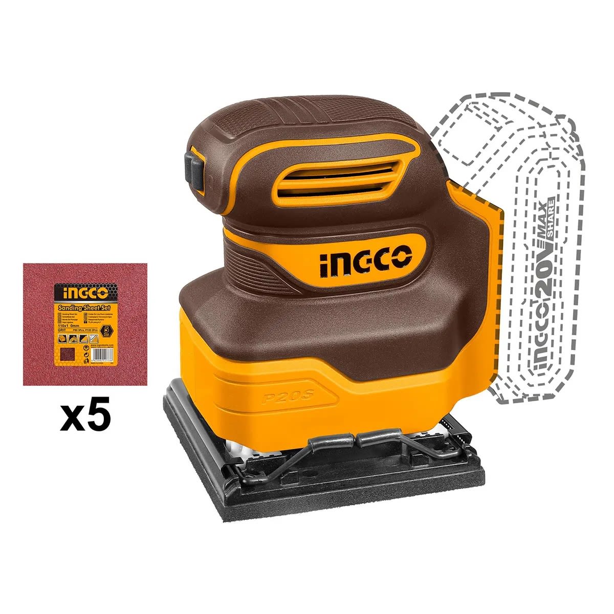 Lijadora Inalambrica 20v 110x100mm Industrial INGCO CSHSLI20141