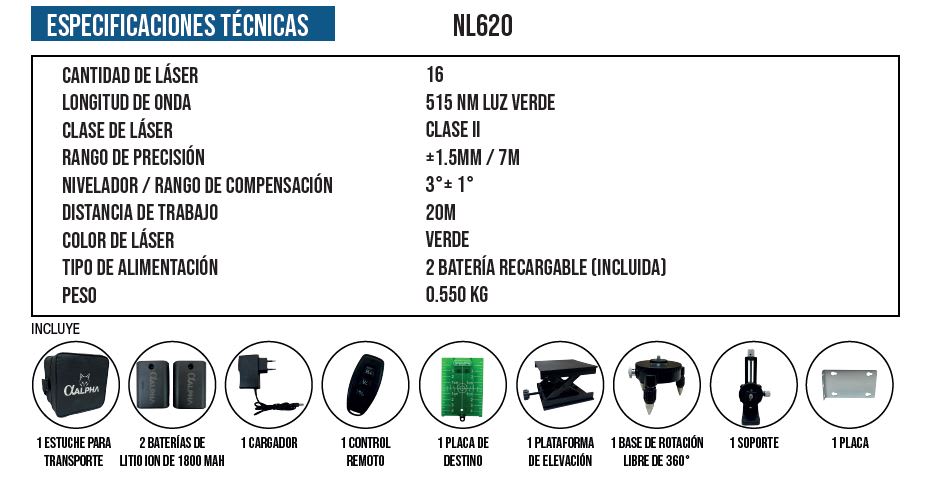 Nivel Laser 16 Luces 20 Metros Autonivelante ALPHA4