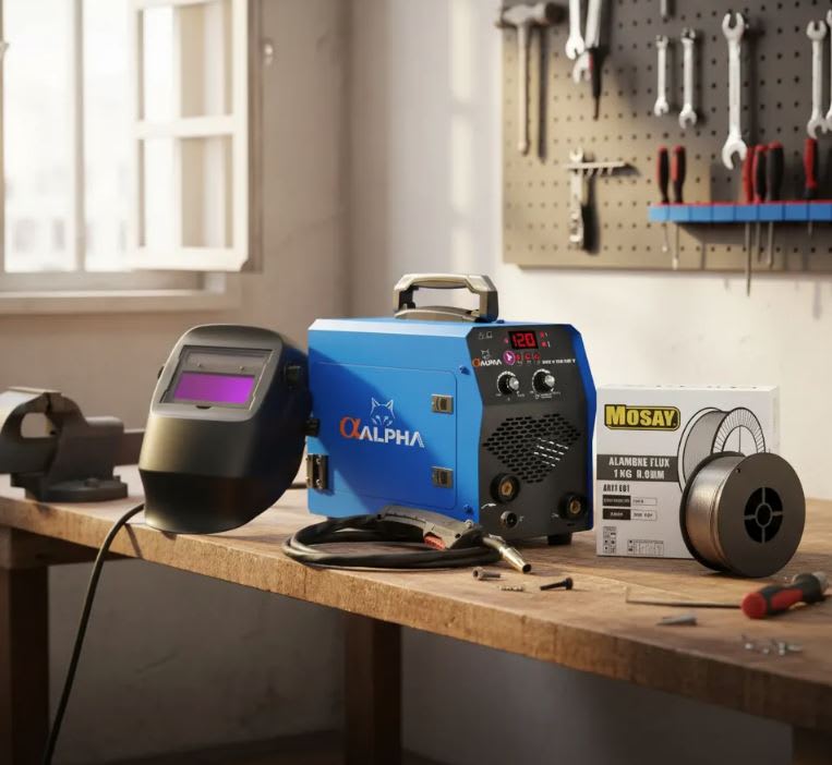 Soldadora MIG 120 Amp ALPHA + Mascara + Alambre MIG Flux 1kg 0,9mm2