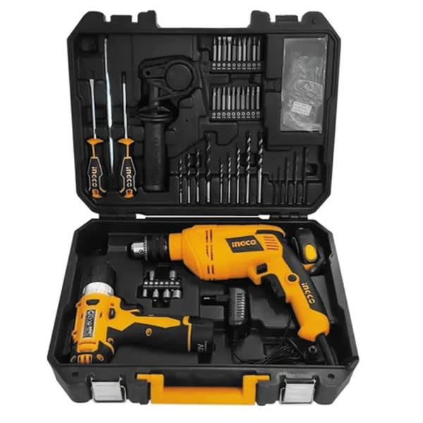 Set Taladro Percutor 680w + Taladro 12v + Maleta 108 Acc INGCO HKTHP110812