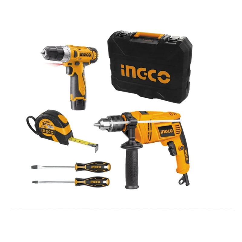 Set Taladro Percutor 680w + Taladro 12v + Maleta 108 Acc INGCO HKTHP110813
