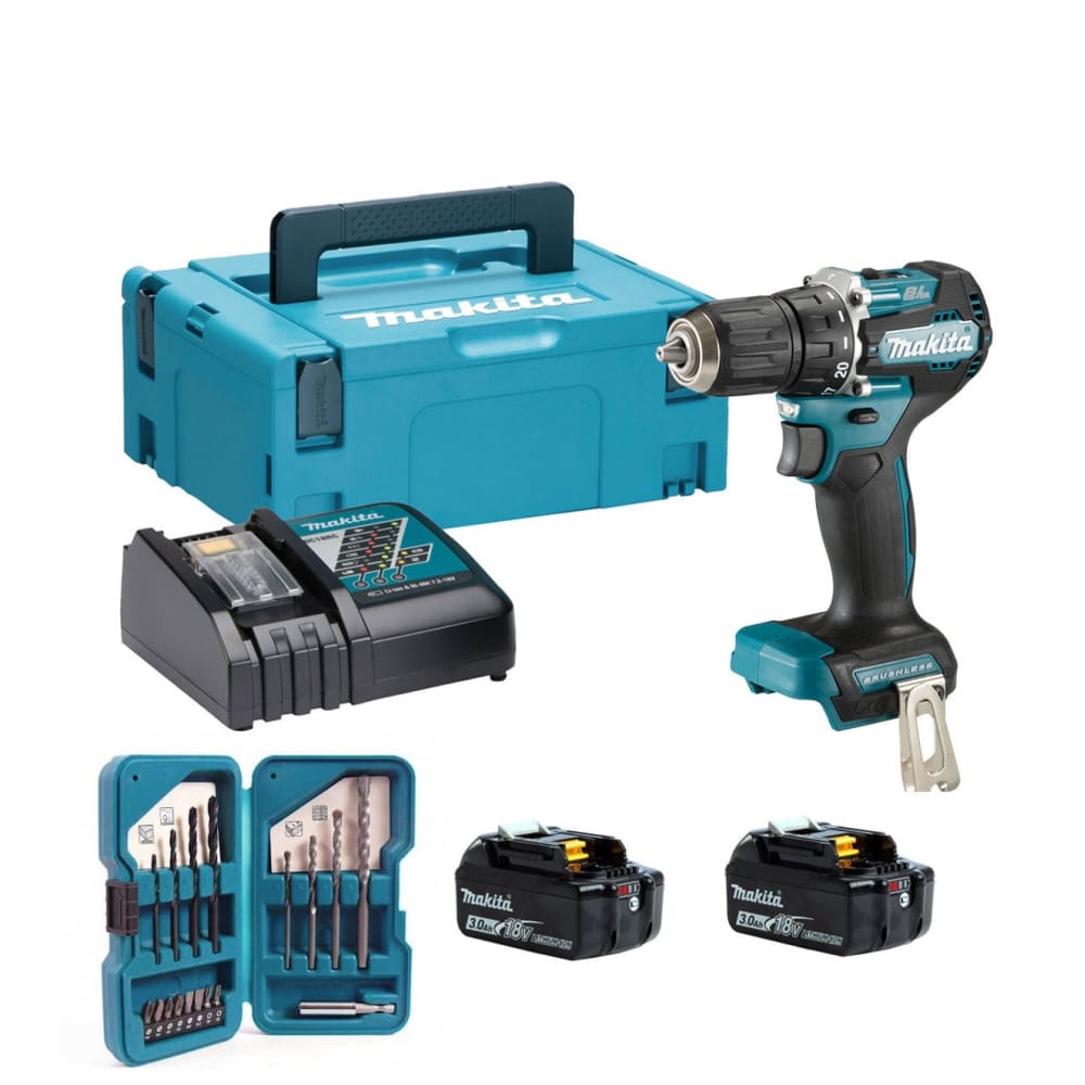 Taladro Atornillador Inalambrico 18v + 2 Baterias 18v 3.0Ah + Cargador (DC18RC) MAKITA1