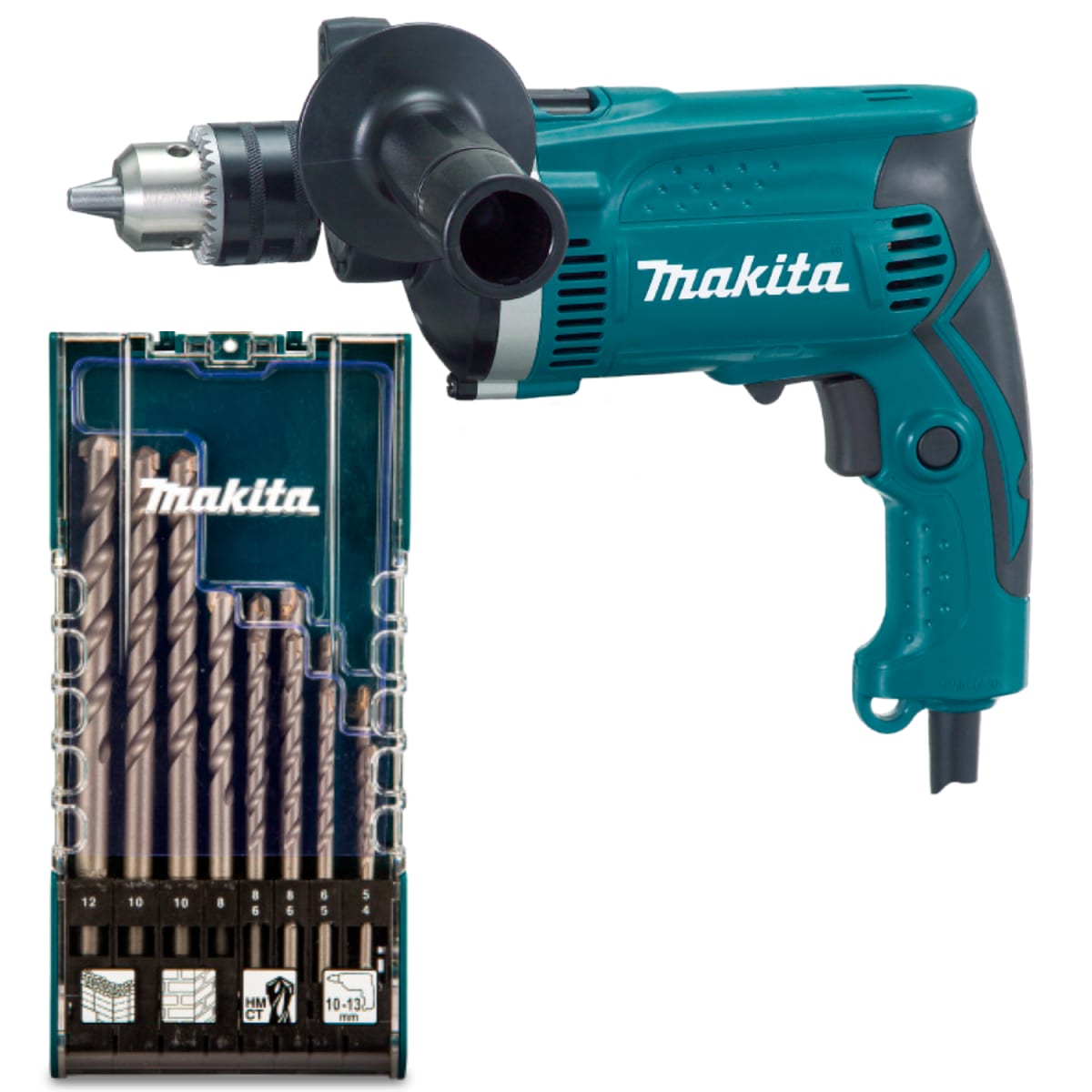 Taladro Percutor 13mm 710w HP1630 + Set De Broca Concreto MAKITA1