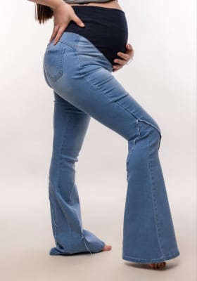 JEANS MATERNAL MODELO PALAZZO ALICE CELESTE
