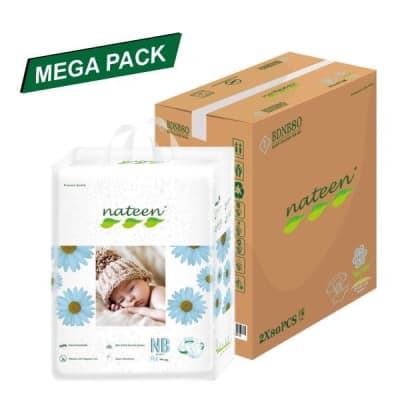 MEGA PACK PAÑAL BEBE NATEEN RN (160 u)