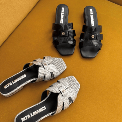 Sandalias Flat Rita Linares / Negro