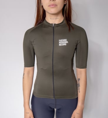 Fucking Personal Record Jersey Clásico Ciclismo / Mujer / Verde Militar1