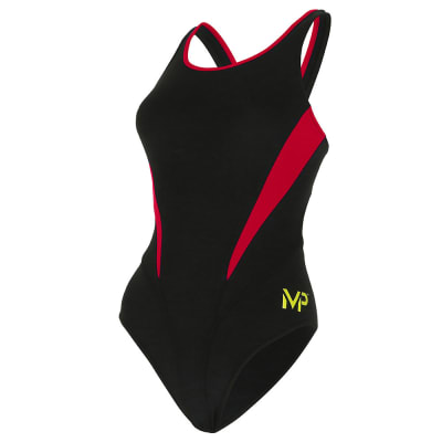 Phelps Traje de Natación Mujer Comp Back Splice / Negro - Rojo