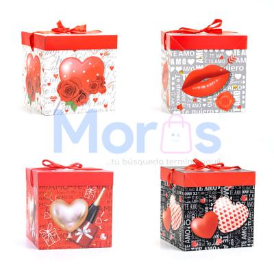 Cajas Regalo - Besos y corazones - 22x22 cm.