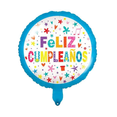 Docena Globos Feliz Cumpleaños - Confeti Primavera - Celeste