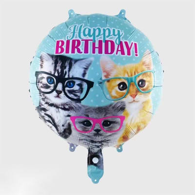 Docena Globos Happy Birthday - Gatitos1