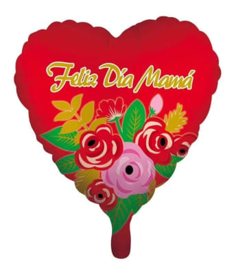 Docena Globos - Día de la Madre - Feliz Dia Mama Corazon Rojo