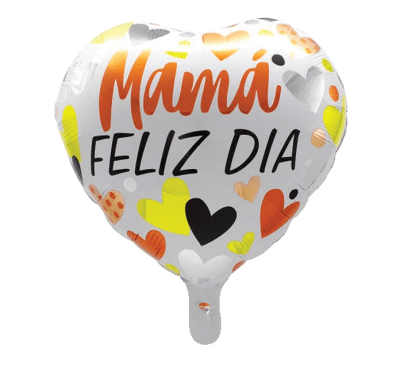 Docena Globos - Día de la Madre - Mama Feliz Dia Corazon Blanco