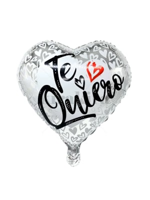 Docena Globos Amor - Te Quiero Blanco y Plateado