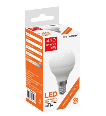 AMPOLLETA LED E14 MINI BOLA LUZ CALIDA STANFORD