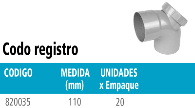 CODO REGISTRO SANITARIO GRIS