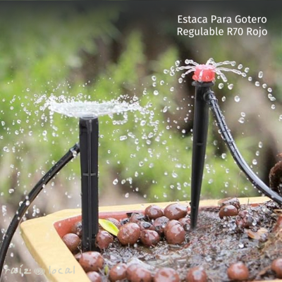 Estaca para Gotero R70 Rojo - Caudal Ajustable hasta 70 LT/HR1