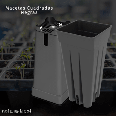 Maceta Cuadrada Negra 15x15 - Compacta y Práctica para Jardinería
