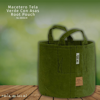 Macetero Tela Verde Con Asas Root Pouch 16L