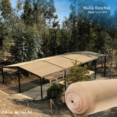 Malla Raschel Beige 4.2M 80% – Protección Solar con Diseño Decorativo