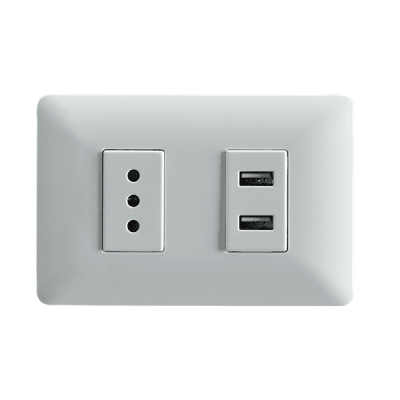 TOMA CORRIENTE EMBUTIDO SIMPLE 10A + TOMA USB STANFORD