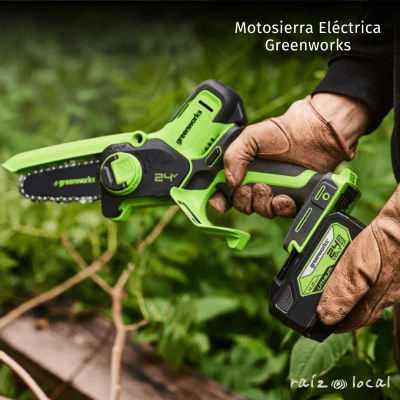 Motosierra Eléctrica Greenworks 4 pulgadas Kit con Batería y Cargador