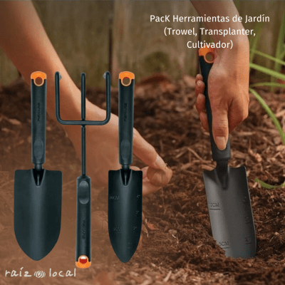 Pack Herramientas de Jardín Fiskars – Trowel, Transplanter y Cultivator (3 piezas)