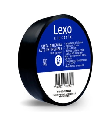CINTA AISLANTE PVC NEGRA 19MM LEXO