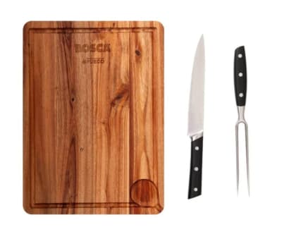 SET TABLA DE ACACIA + CUCHILLO Y PINCHO