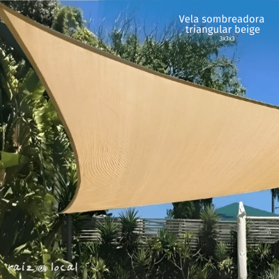Vela Sombreadora Triangular Beige 3X3X3 – Protección Solar en Espacios Abiertos