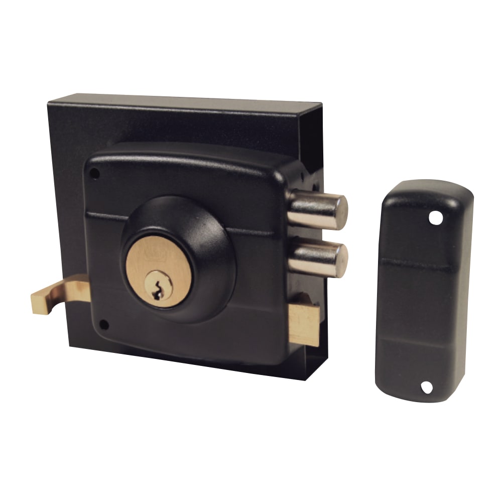 CERRADURA SOBREPONER CILINDRO FIJO NEGRO 0