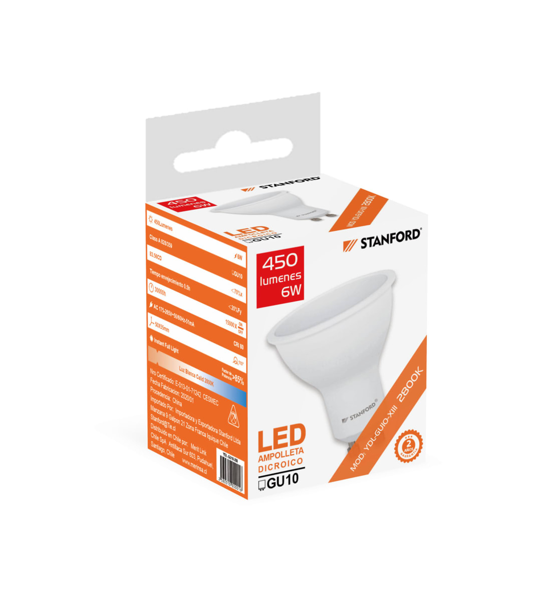 AMPOLLETA LED GU10 6W STANFORD2