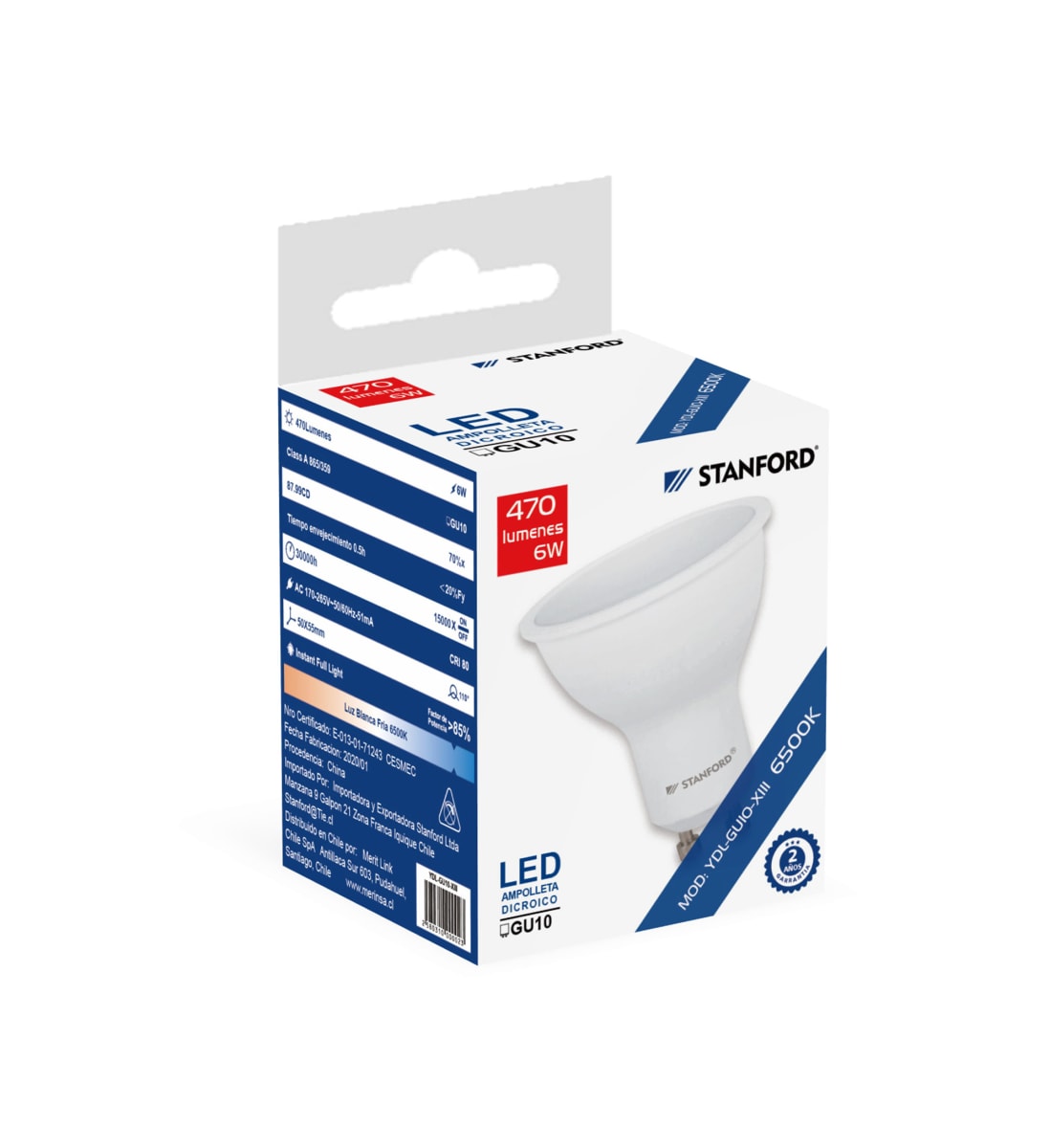 AMPOLLETA LED GU10 6W STANFORD1