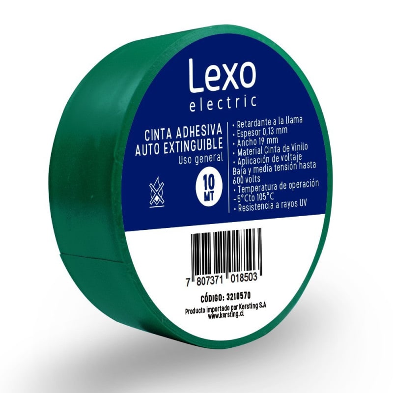 CINTA AISLANTE PVC VERDE 19MM LEXO2
