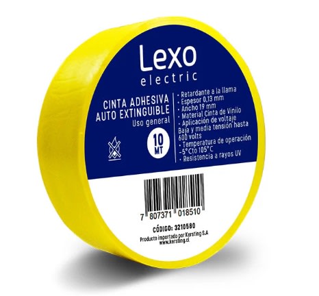 CINTA AISLANTE PVC AMARILLA 19MM LEXO2