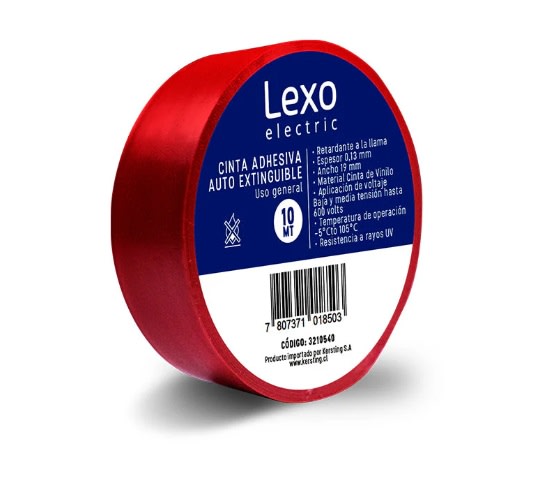 CINTA AISLANTE PVC ROJO 19MM LEXO2