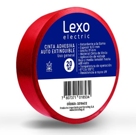 CINTA AISLANTE PVC ROJO 19MM LEXO 0