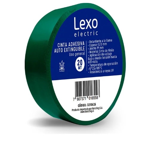 CINTA AISLANTE PVC VERDE 19MM LEXO 0