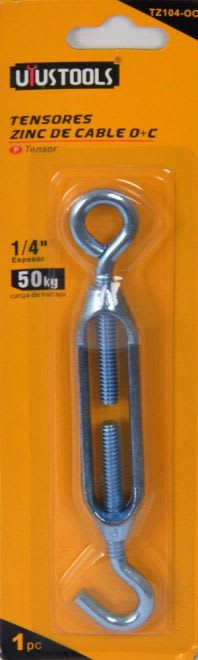TENSOR ZINC DE CABLE ACERADO GANCHO OJO 0