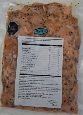 Salmón Ahumado Caliente Pimienta Recorte 1 Kg. (2 bolsas de 500 grs.)