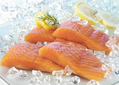 Salmón Porciones sin Piel 110-140 grs. (0,9 - 1 kg.)