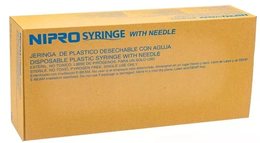 Jeringa 10cc con aguja 21Gx1½, Nipro Luer Lock, Caja x 100 Unidades2