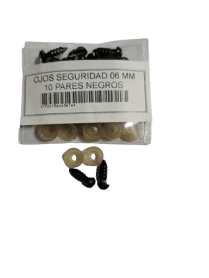 SET 10 PARES OJOS SEGURIDAD 06 MM NEGROS