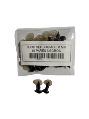 SET 10 PARES OJOS SEGURIDAD 08 MM NEGROS