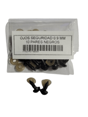 SET 10 PARES OJOS SEGURIDAD 09 MM NEGROS