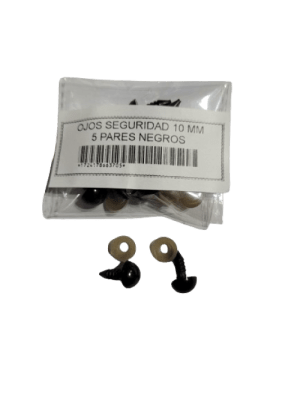 SET 5 PARES OJOS SEGUIRIDAD 10 MM NEGROS
