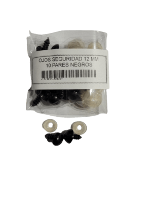 SET 10 PARES OJOS SEGURIDAD 12 MM NEGROS