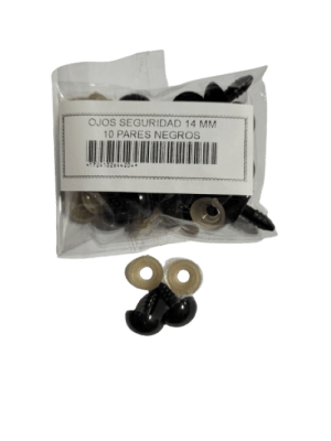 SET 10 PARES OJOS SEGURIDAD 14 MM NEGROS