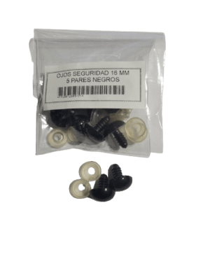 SET 5 PARES OJOS SEGUIRIDAD 16 MM NEGROS