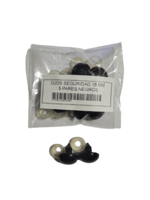 SET 5 PARES OJOS SEGUIRIDAD 18 MM NEGROS